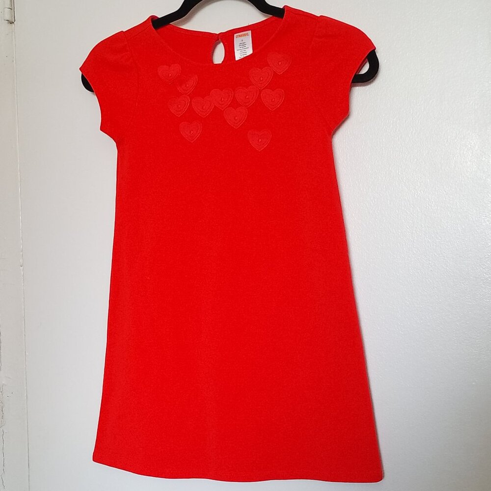 Gymboree Girls' Dress, Orange with Applique Hearts, Sz. 8